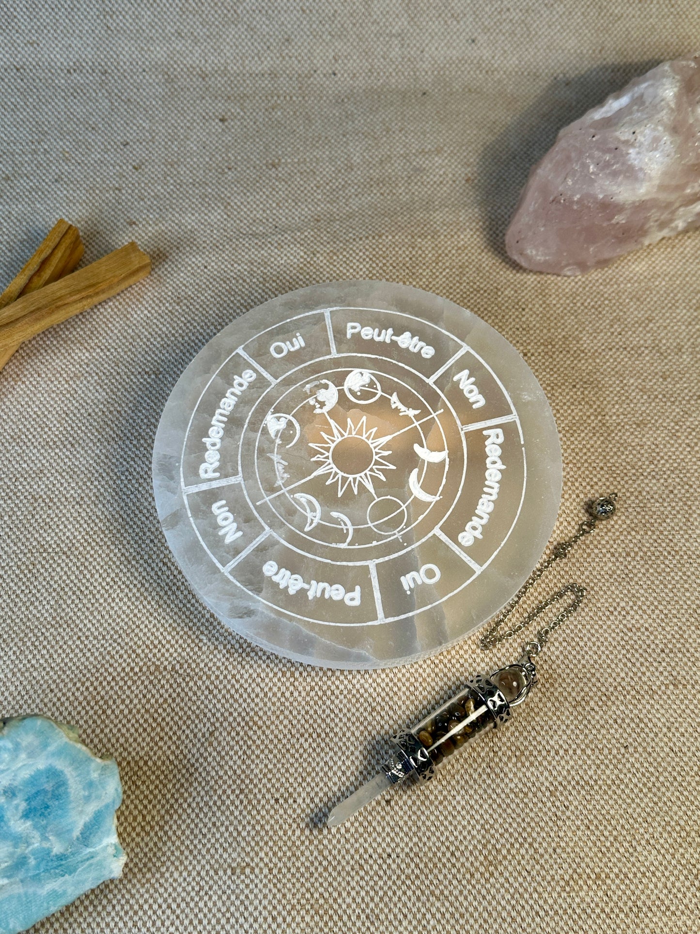 Sélénite - Pour pendule - 14cm